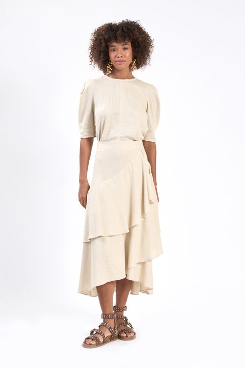 Blusa estilo manga pregas