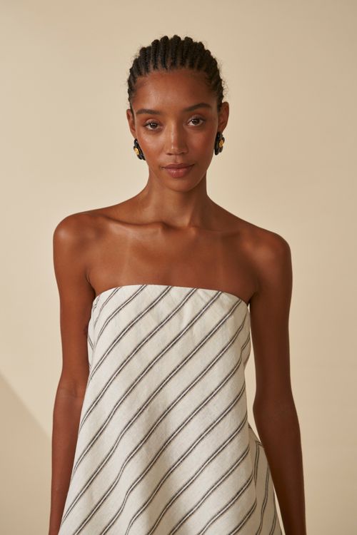 Blusa escape listrada sem alça