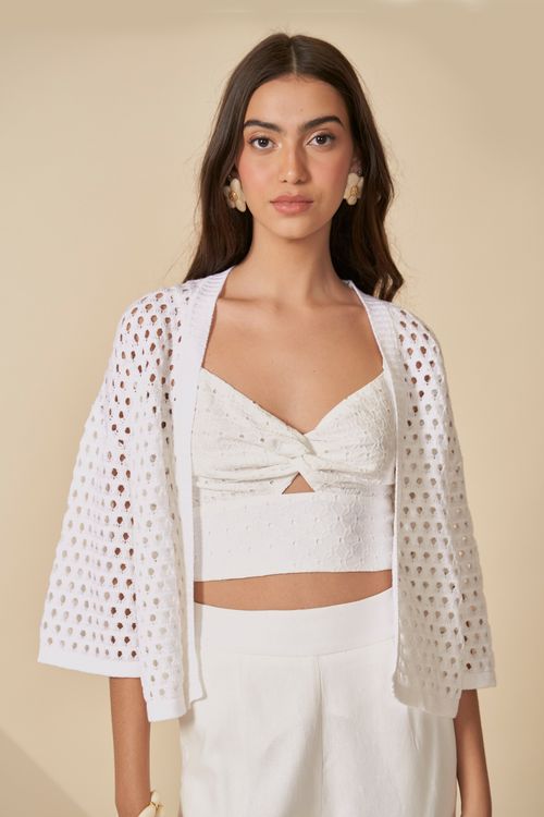 Cardigan travel ombro deslocado
