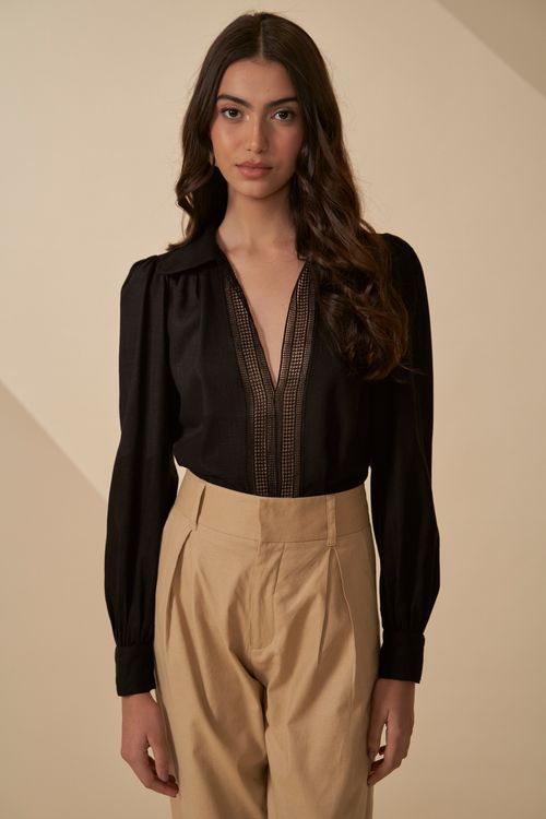 Camisa escape recorte guipir