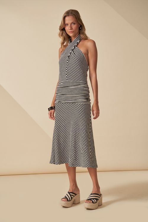 Vestido spirit listrado frente cruzada