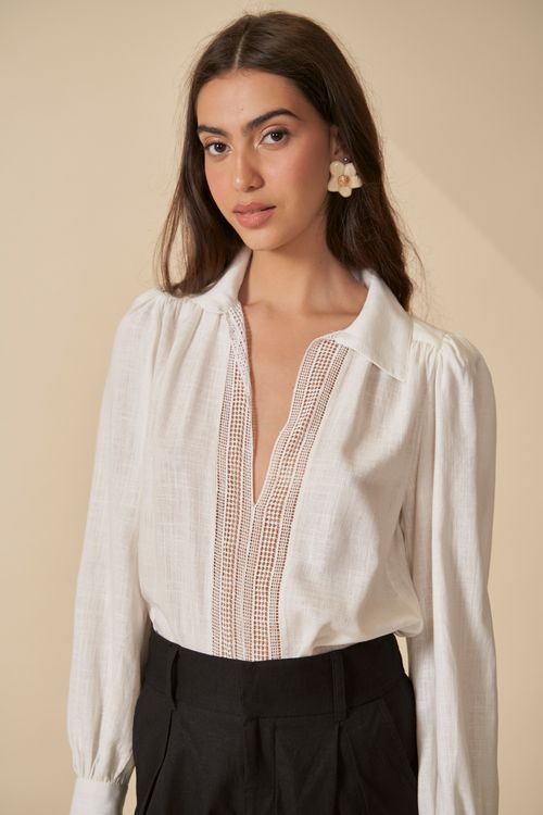 Camisa escape recorte guipir