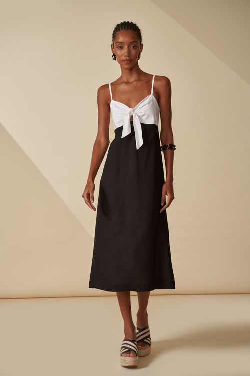 Vestido escape bicolor alça