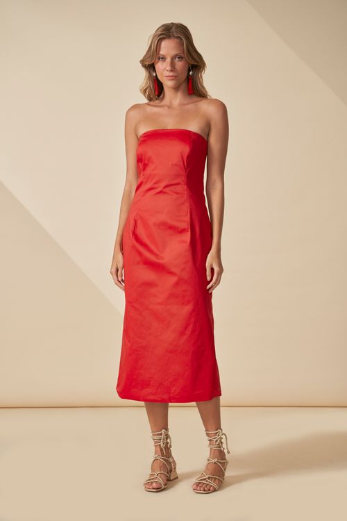 Vestido escape sem alça liso