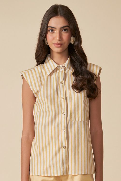 Camisa escape botao sem manga est capri