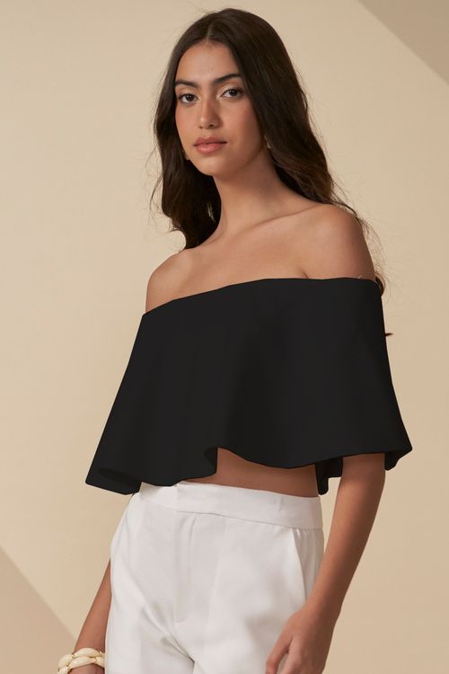 Blusa escape ombro a ombro babado