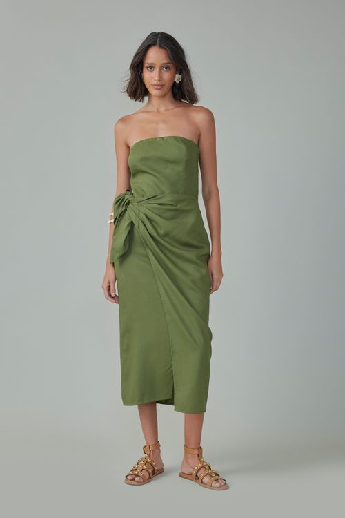 Vestido escape sem alça amarração