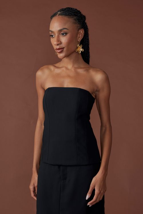 Blusa sense sem alça com lastex