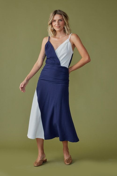 Vestido express transpasse bicolor