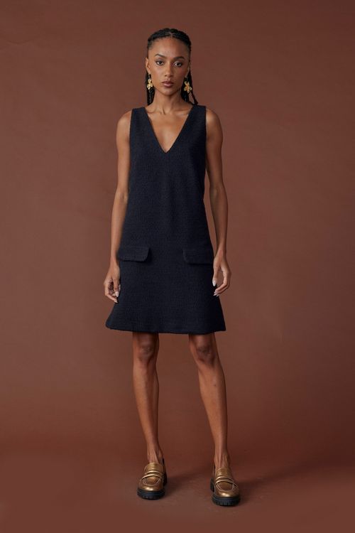 Vestido express decote v e lapelas