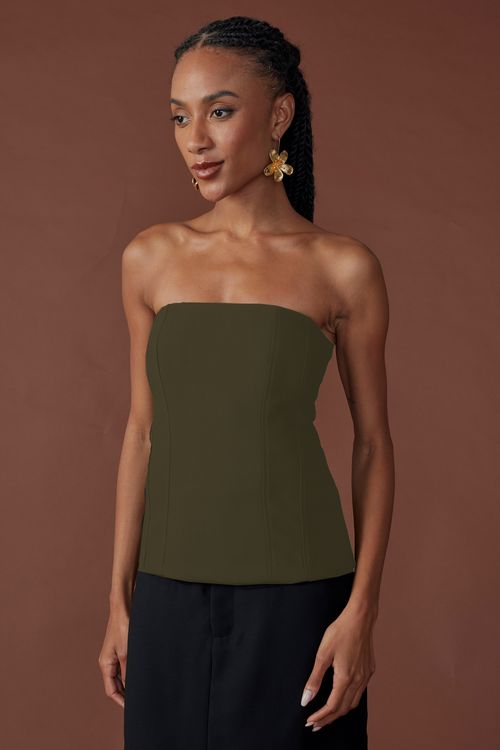 Blusa sense sem alça com lastex