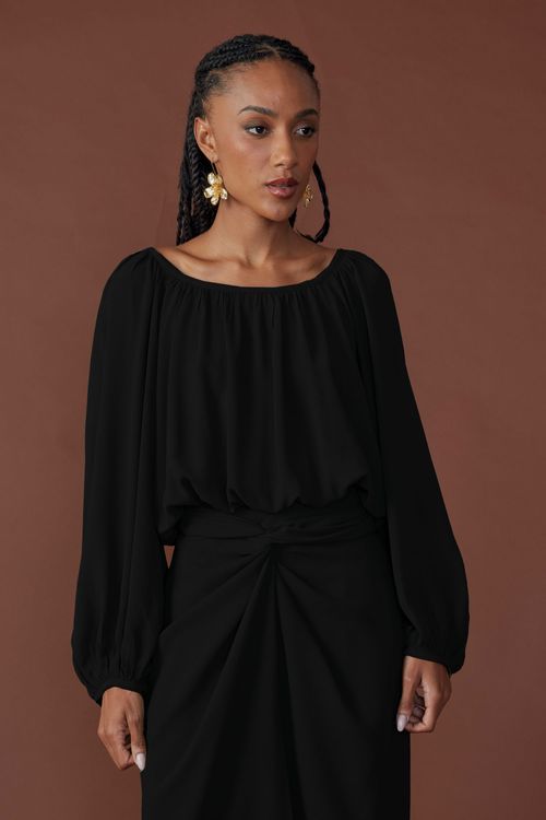 Blusa sense franzida mg longa