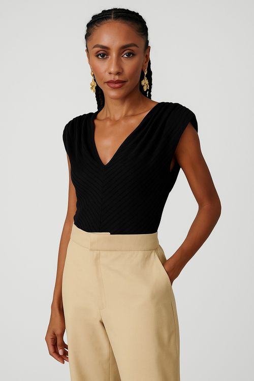 Blusa express ombro franzido decote v