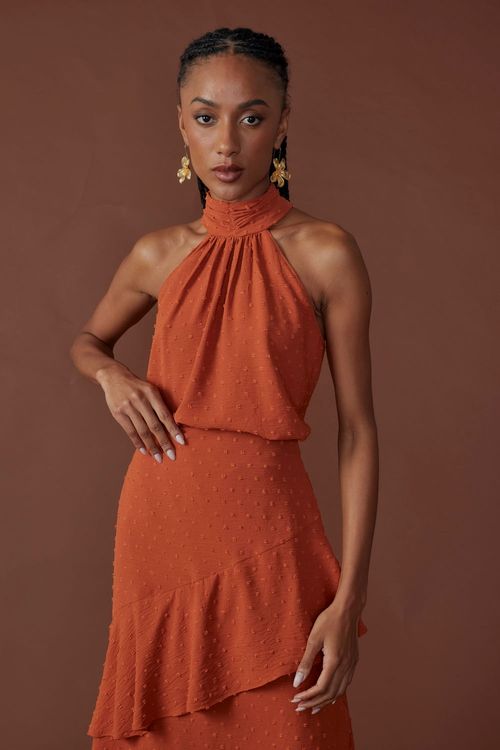 Blusa sense gola drapeada