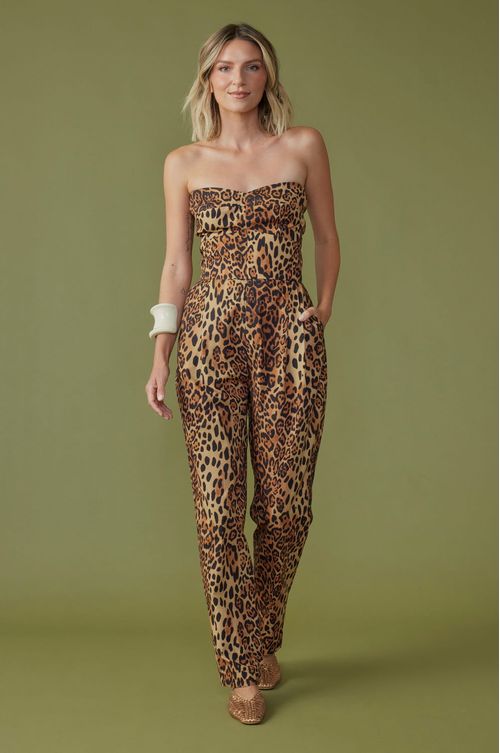 Macacão sense sem alça est leopardo