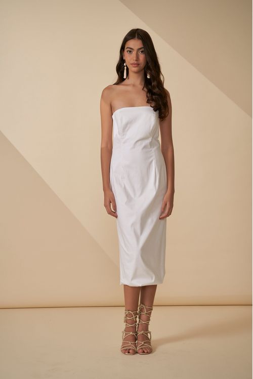 Vestido escape sem alça liso
