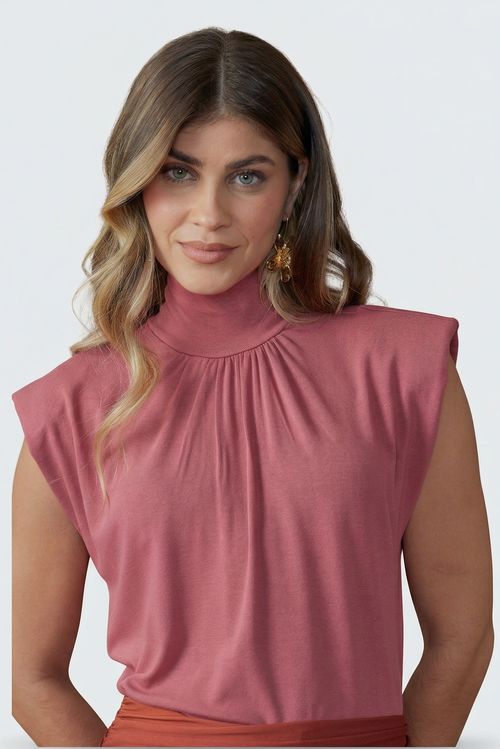 Blusa express gola alta ombreira