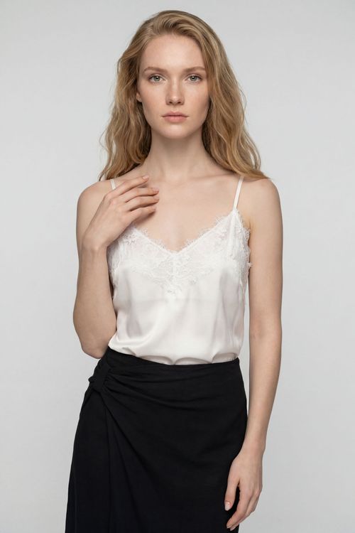 Blusa Alça Decote Renda