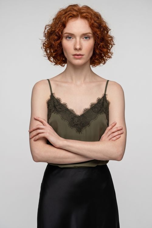 Blusa Alça Decote Renda